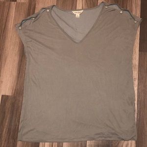 Lucky Brand olive cold shoulder v-neck top